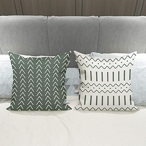 YCOLL Pillow Covers 16x16 Set of 4, Modern Sofa Throw Pillow Cover, Decorative Outdoor Linen Fabric Pillow Case for Couch Bed Car, Aqua Green - Image 4
