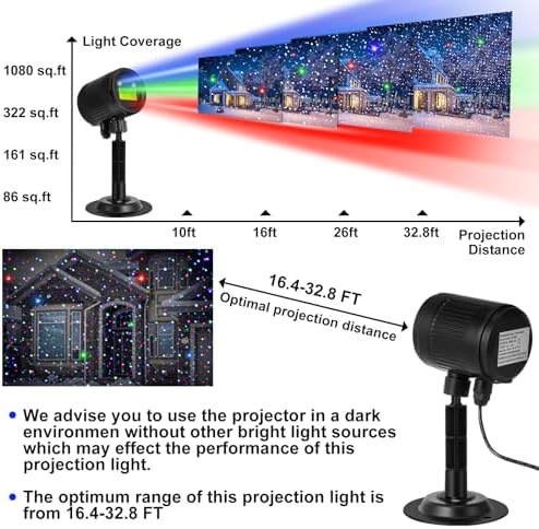 Honoson 2 Pcs Christmas Laser Projector Lights Outdoor RGB Laser Light with Remote Waterproof Motion Xmas LED Projector Holiday Projector Garden Decoration for Lawns Party House (Red Green Blue Color) - Image 2