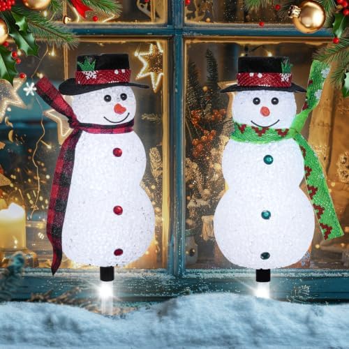 Christmas Snowman Solar Pathway Lights Outdoor Decorations, 6 Pack - Image 5