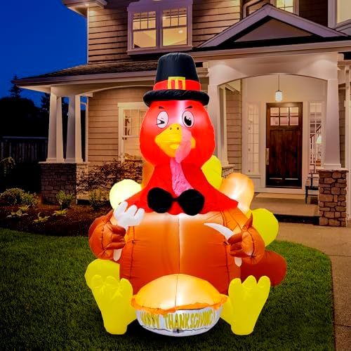 6FT Thanksgiving Inflatable Turkey Decoration, Blow up Turkey Inflatable - Image 2