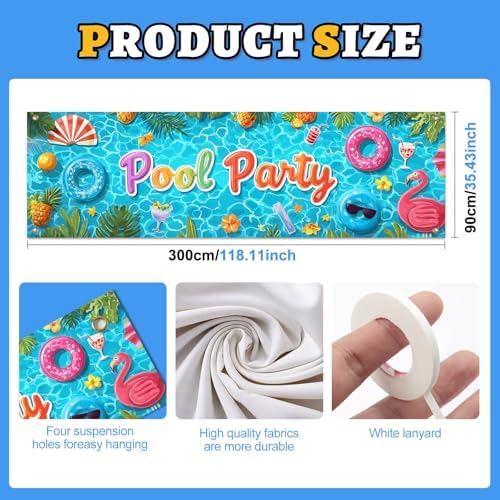 HOMETITUTE Pool Party Summer Outdoor Banner 10x3FT Large Tropical Beach Theme Backyard Party Decoration Flamingo Pineapple Poolside Patio Garden Birthday Indoor Outdoor Celebration Display Decor - Image 6