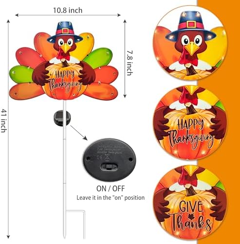 Hexagram Thanksgiving Decorations Outdoor, Turkey Solar Garden Stakes - Image 3