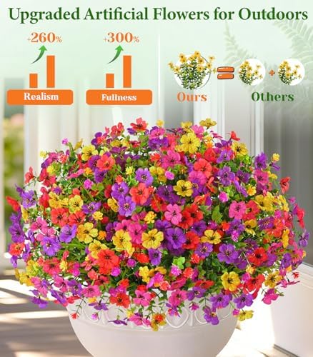 Yastouay Artificial Flowers for Outdoors, 22 Bundles Realistic Fake Flowers - Image 3