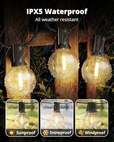 VIPAR Outdoor String Lights,30FT 13 G40 Patio Lights Waterproof for Balcony - Image 6