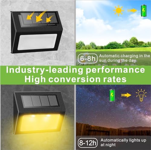 XLUX Warm White Solar Lights for Deck Step Fence, Black SST Housing, 6 Pack - Image 5
