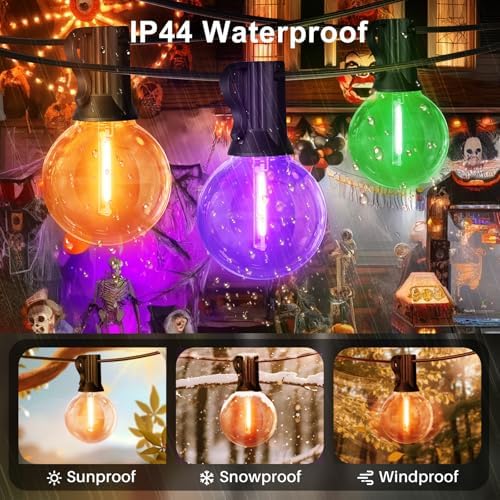 LAMPHOME LED Outdoor String Light, 26Feet Patio Lights with 12+1Edison Shatterproof Bulbs(1Spare), UL Waterproof Outside Lights connectable Dimmable for Backyard Porch Decor,Orange/Purple/Green - Image 2
