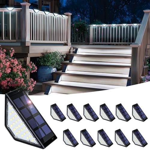 Solar Step Lights, Stair Lights Outdoor Waterproof Decor 12 Pack Cold White by Solpex