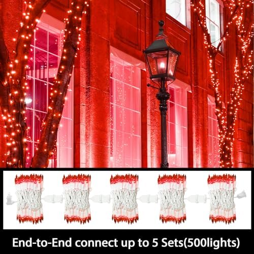 LAMPHOME RED Christmas Lights Set 100 Count 19.6 Feet Incandescent Bulb Mini String Lights for Indoor Christmas Tree Garland Birthday Wedding Party Festival Decoration, White Wire - Image 4