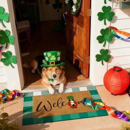 Duraaamo 2 Pcs St. Patrick's Day Coir Door Mat Welcome Outdoor - Image 6