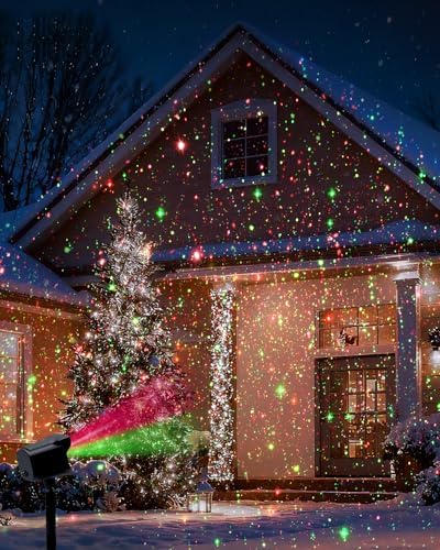 Christmas Projector Lights Outdoor, Thick Metal Housing Laser Light Projector, Red and Green Christmas Decorations Light with Remote, Holiday Projector Stars Lights Show for House/Party/Garden/Yard - Image 5