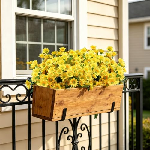 8 Bundles Artificial Daisy Flowers for Outdoors, UV Resistant Faux Daisy Mums for Outdoor Planters, Front Porch, Patio, Yard, Garden, Window Box Spring Summer Fall Decor, Yellow - Image 7