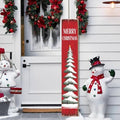 Christmas Porch Sign Christmas Tree Welcome Sign For Front Porch Xmas Snow Red wood grain Home Decor Indoor Outdoor Wooden Vertical Sign For Patio Front Door Porch Wall Yard by Seimip