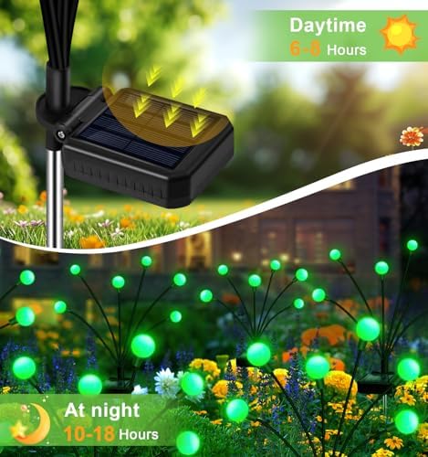 NBQQ Solar Lights Outdoor 4 Pack of 32 LEDs Swaying Firefly Garden Decor - Image 4