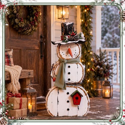 Christmas Snowman Wooden Porch Sign, 35" H Standing Porch Outdoor Decor - Image 5