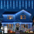 Brightown Icicle Lights for Outside with Remote, 20ft 100 LED 20 Tubes Connectable Ice Shape Hanging Christmas Lights for Tree Patio Roof Holiday Decor, Blue and White by Brightown