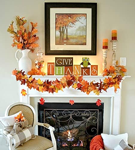 DearHouse 2 Pack Fall Maple Leaf Hanging Vine Garland Artificial Autumn Foliage Thanksgiving Decor for Home Wedding Fireplace Party Christmas (Light Yellow) - Image 2