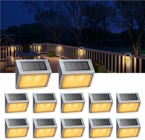 XLUX Warm White Solar Lights for Deck Step Fence Post, SST Housing, 12 Pack by %EF%BC%B8%EF%BC%AC%EF%BC%B5%EF%BC%B8