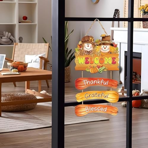 Fall Thanksgiving Door Sign, Wooden Harvest Decorations, Indoor Outdoor Farmhouse Porch Decor (4) - Image 6