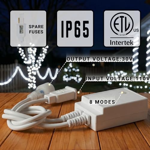20ft Rope Lights For Outside, Connectable & Flexible Tube Lights with 8 Modes Controller,Waterproof White LED Rope Lighting for Deck,Garden,Pool,Patio,Bedroom, Indoor & Outdoor Landscape Strip Light - Image 2