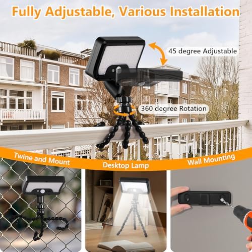 Solar Motion Lights Outdoor with Flexible Octopus Tripod (2 Pack, 6000K) - Image 3
