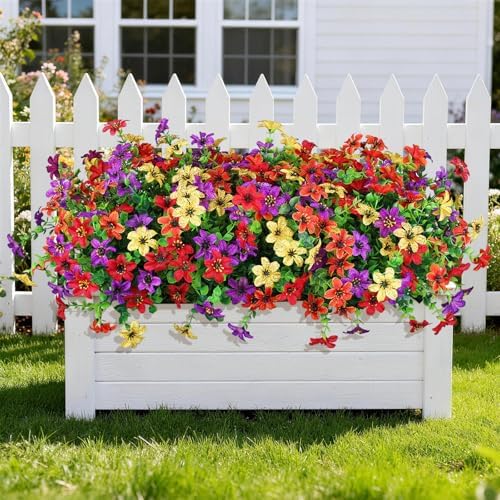 Artificial Flowers for Outdoors Spring Summer Decoration, 12 Bundles Fake Plants UV Resistant Realistic Faux Flower Silk Daisy with Eucalyptus Stem for Patio Planter Porch Yard Window Box Balcony - Image 6