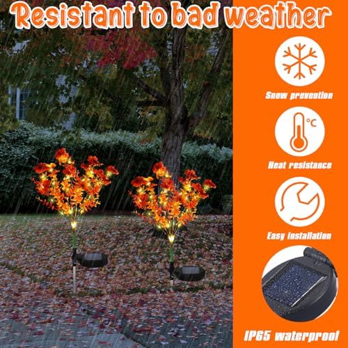 Glooglitter 4 Pack Orange Solar Flower Stake Light Outdoor Garden, Violet - Image 4