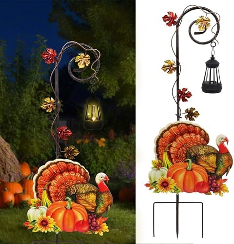 Turkey Solar Lantern Garden Stake Metal Outdoor Thanksgiving Yard Light by Unknown