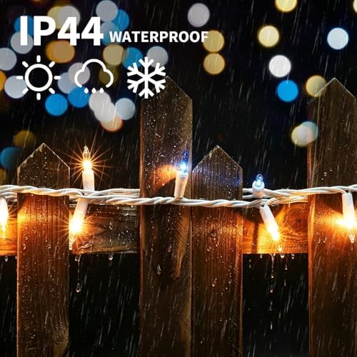 LAMPHOME Blue Yellow Clear Christmas String Lights, 150 Count 31.9FT Incandescent Mini Fairy Lights, UL Certified White Wire Hanukkah Lights for Indoor Outdoor Holiday, Xmas Tree, Hanukkah Patio Decor - Image 6