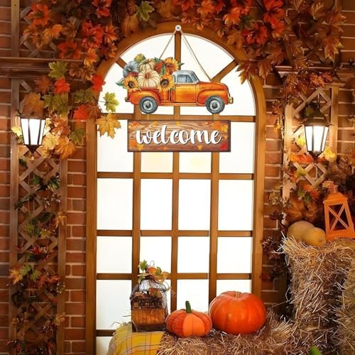 Fall Thanksgiving Door Sign, Wooden Harvest Decorations, Indoor Outdoor Farmhouse Porch Decor (2) - Image 4