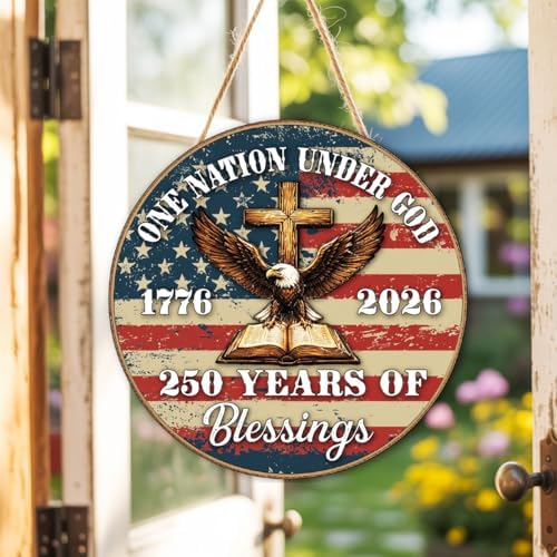 250th Anniversary Wooden Door Sign, 4th of July Door Decoration Sign, 250 Years of Blessings One Nation Under God - Image 7
