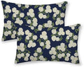 Navy Blue Spring Pillow Covers 12x20 Inch 2 Pcs Green Yellow Hydrangea Flower Decor Throw Pillows Vintage Floral Seasonal Summer Outdoor Decoration Pillowcase Linen Cushion Cover for Couch Sofa by DAFENA