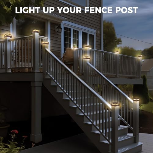 Peasur 6 Packs 4x4 Brown Post Solar Lights with 3 Modes - Image 7