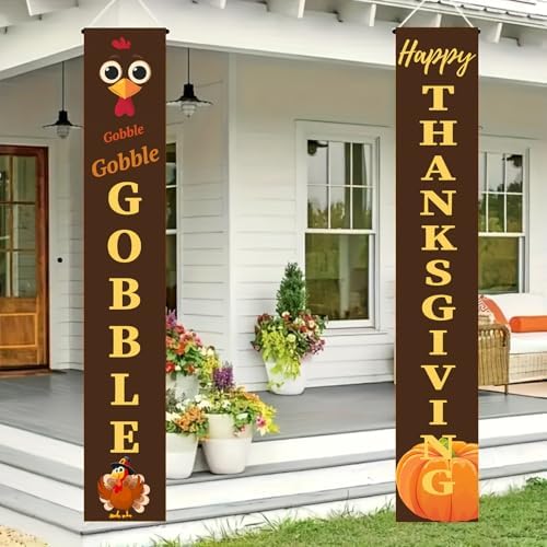 HOMETITUTE Gobble Thanksgiving Porch Banner Set 12 x 71 Inch 2 Pack - Image 6