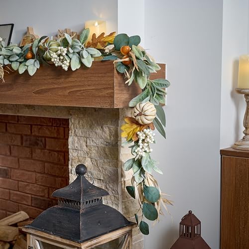Valery Madelyn 6ft Fall Garland for Mantle with Pumpkins - Image 2