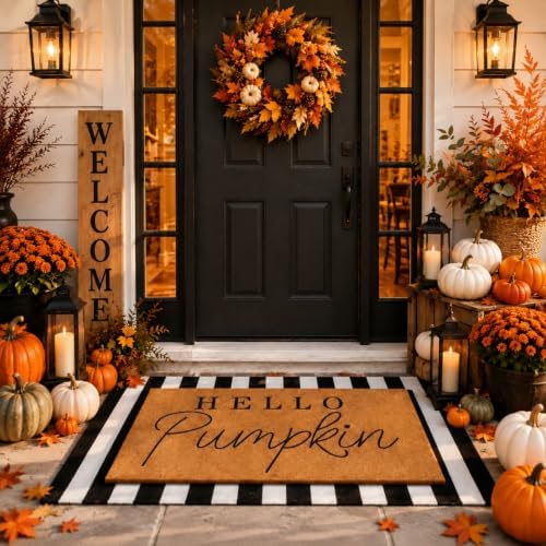 Tinideya 2 Pcs Halloween Hello Pumpkin Doormat, Black - Image 6