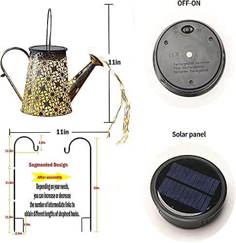 Solar Watering Can Light,Large Metal Hanging Garden Decorative Lights - Image 4