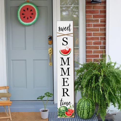 Summer Watermelon Porch Sign Sweet Summer Time Welcome Sign For Front Porch, Cute Fruit Home Decor Welcome Sign for Indoor Outdoor Garden Wooden Vertical Sign For Patio Front Door Wall Yard - Image 4