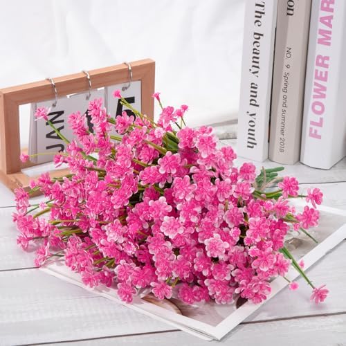 Ouddy Decor 24 Bundles Artificial Flowers for Outdoors Decorations, Pink - Image 3