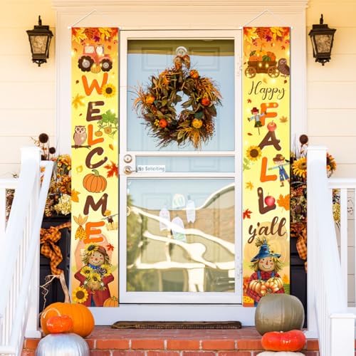 Fall Decorations Welcome Happy Fall Y'all Porch Banner Thanksgiving Decor - Image 5