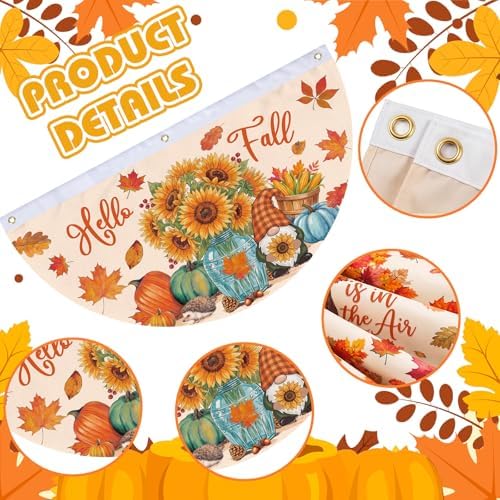 6 Pcs Hello Fall Bunting for Outside Decor Pumpkin Scarecrow Half Banner - Image 3