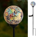 VCUTEKA Decorative Solar Garden Lights, 3.5" Mosaic Globe Outdoor Stake by VCUTEKA
