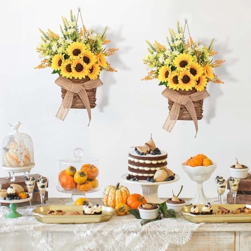 Dolicer Door Hanger Basket Wreath 15.7 Inch Hanging Sunflower Wreath - Image 5