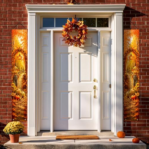 IVN Fall Scarecrow Porch Banner Pumpkin Autumn Decor 2 Pcs - Image 4