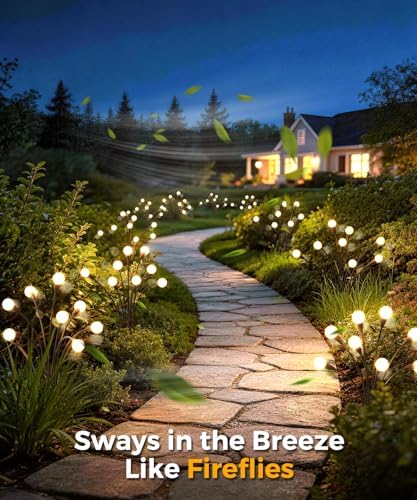 6 Pack Solar Garden Lights 48 LED, Solar Lights Outdoor Waterproof IP65, Decorative Garden Lights Solar Powered for Yard Patio Pathway Decor, Outside Fairy Firefly Lights Garden Gifts - Image 6