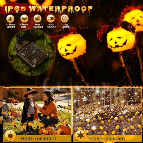Halloween Decorations Outdoor 2 Pack Pumpkin Swaying Solar Lights - Image 3