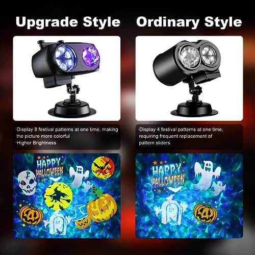 2026 Brighter Halloween Projector Lights,8 Patterns 10HD Slides (Ocean Wave & Patterns), 8 Themes Holiday Projectors with Remote for Halloween Decorations Outdoor or Indoors - Image 4