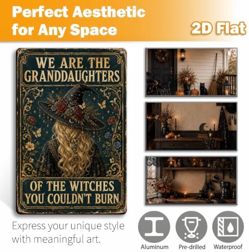 Halloween Metal Art Sign Granddaughters of Witches Wall Decor - Image 2