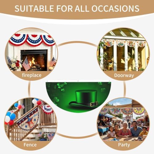 St. Patrick'S Day Hat Semicircular Hanging Decorative Bunting Flag 2pcs - Image 7