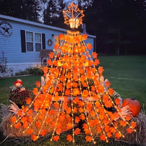 Huquary Fall Maple Leaves Waterfall String Lights Led, 2 ft - Image 3