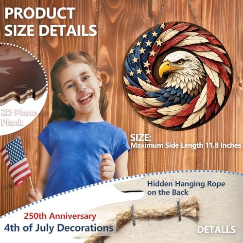 Artistic Feather Eagle Wall Art Sign 250th Anniversary Patriotic Home Decor - Image 2